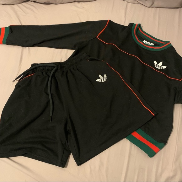 Adidas Long Sleeve Shirt and Shorts Pants Set - Picture 1 of 6